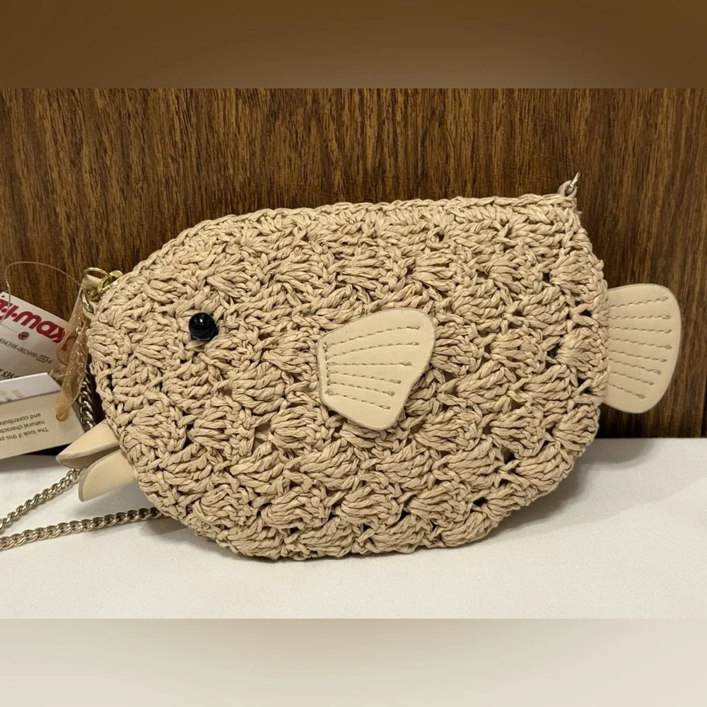 Viral TJ Maxx Raffia Fish Crossbody Bag Boho Mini Purse TikTok Trend - Picture 2 of 12